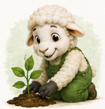 Ovejita de Nutrilana plantando